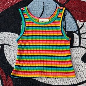 VINTAGE THE LIMITED RIBBED RAINBOW STRIPE TOP SIZE GIRLS 10